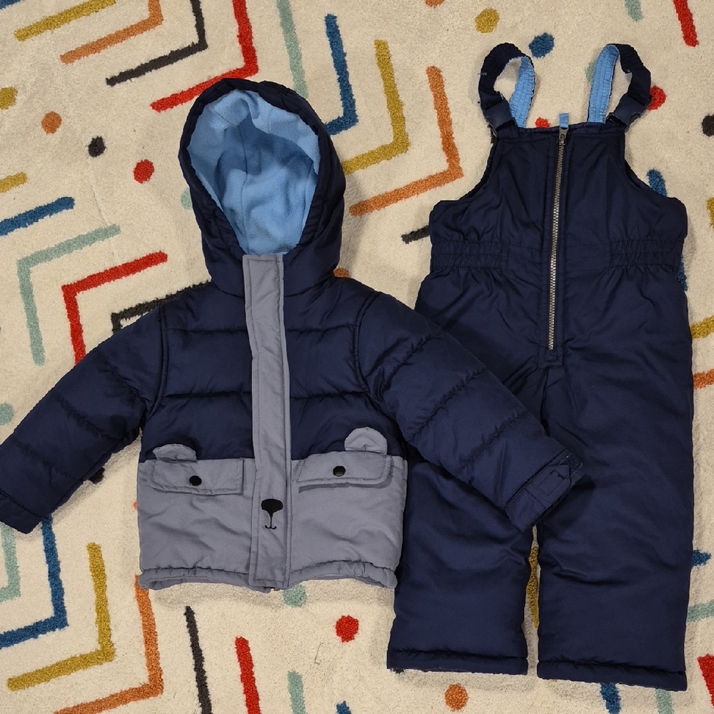 Carter's Navy Gray Snow Bib/Coat Set